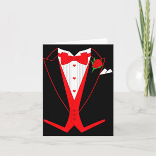 Valentine's Day Tuxedo Red Bow Tie Costume For Guy Card