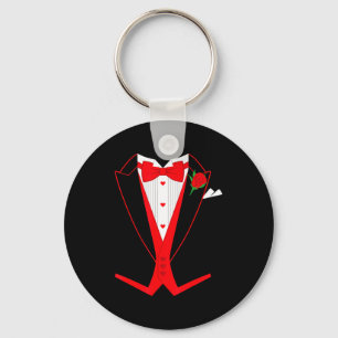 Valentine's Day Tuxedo Red Bow Tie Costume For Guy Key Ring