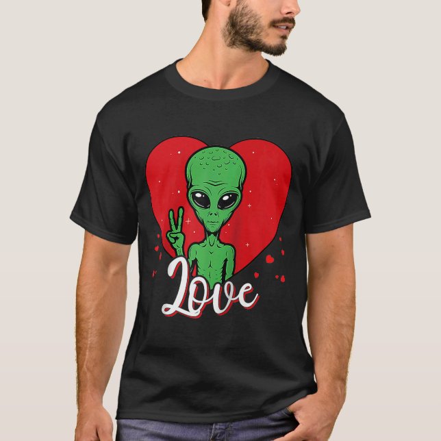 Valentine's Day UFO Alien Enthusiast Cute Alien Co T-Shirt (Front)