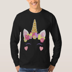 Valentine's Day Unicorn Face Hearts Cute Matching  T-Shirt