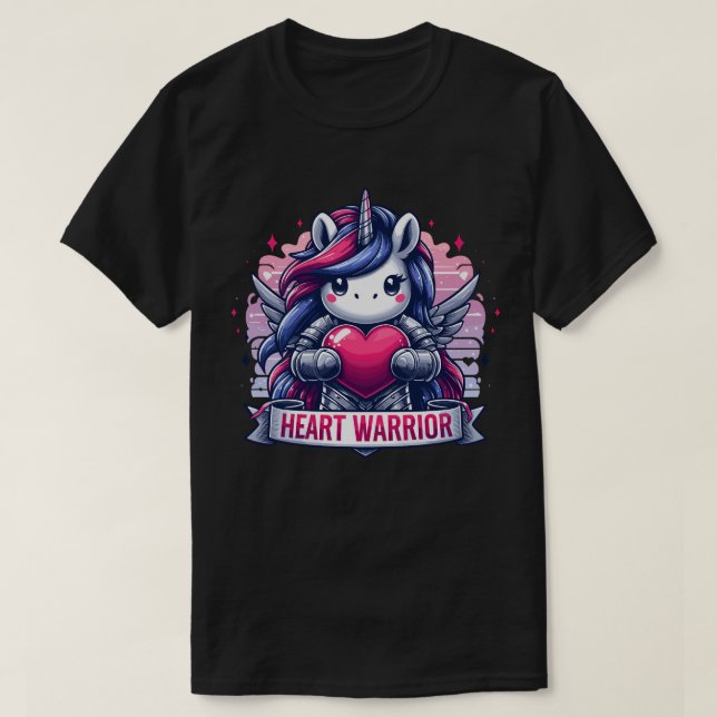 Valentines Day Unicorn of love Heart Warrior T-Shirt (Design Front)