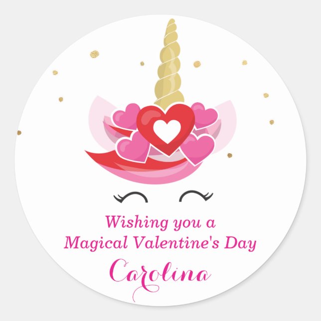 Valentine's Day Unicorn Sticker (Front)