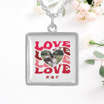 Valentine's Day Unique Gift For Girlfriend Photo Sterling Silver Necklace<br><div class="desc">Valentine's Day necklace that will make a unique gift for your girlfriend. Design with a custom photo inside a heart,  the word love,  and space to add your initials.</div>
