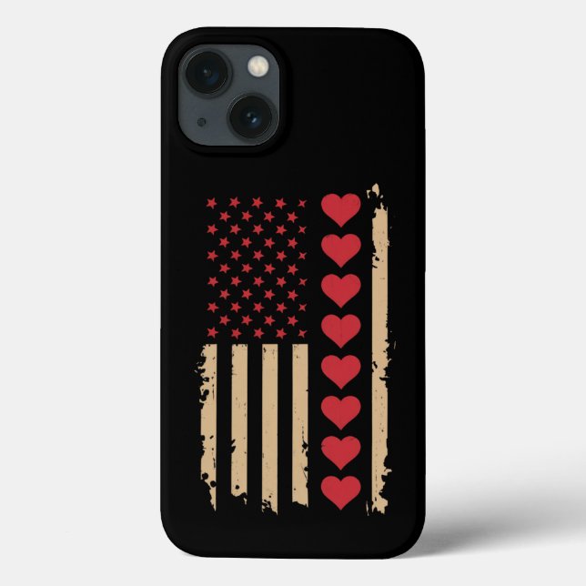 Valentine's Day US Flag Hearts  Case-Mate iPhone Case (Back)