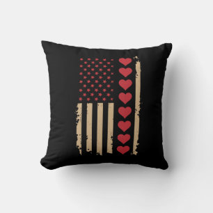 Valentine's Day US Flag Hearts Cushion