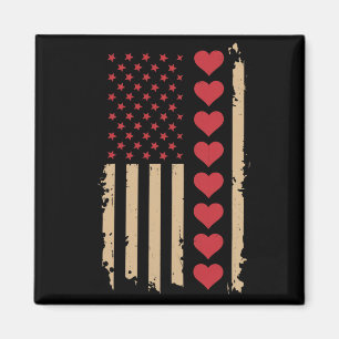 Valentine's Day US Flag Hearts  Magnet