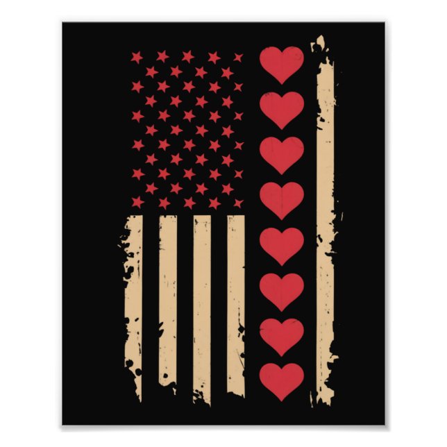 Valentine's Day US Flag Hearts  Photo Print (Front)