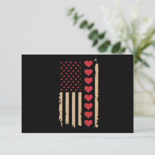 Valentine's Day US Flag Hearts Thank You Card