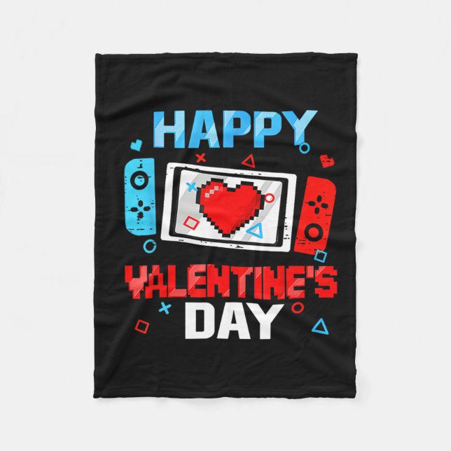 Valentines Day Video Game Controller Heart Boy Tod Fleece Blanket (Front)