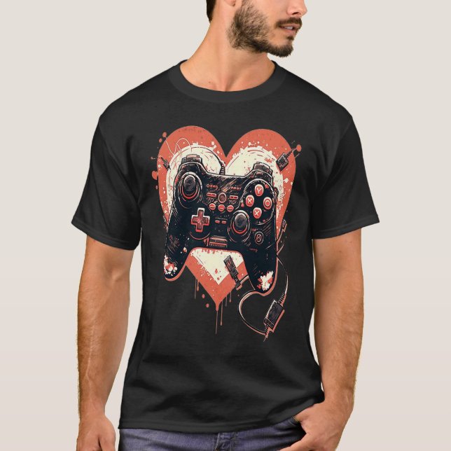 Valentine's Day Video Game Controller Heart Gamer  T-Shirt (Front)