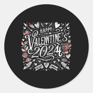 Valentine's Day Vintage Calligraphyn For Women And Classic Round Sticker