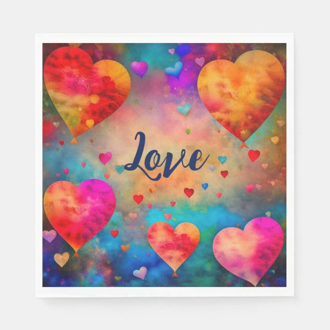 Valentine's Day Vintage Hearts Personalised Napkin (Front)