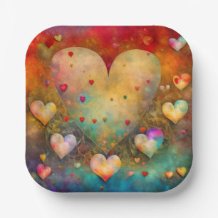 Valentine's Day Vintage Hearts Personalized Paper Plate