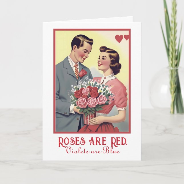 Valentine's Day Vintage Roses are Red Card (Front)
