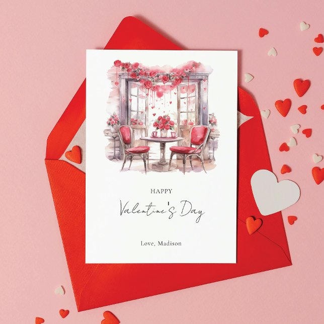 Valentine's Day Watercolor Elegant Personalised Holiday Card (Creator Uploaded)