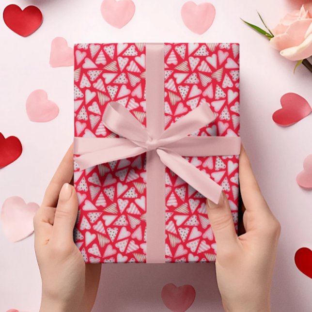 Valentine's Day Watercolor Hearts Pattern  Wrappin Wrapping Paper (Creator Uploaded)