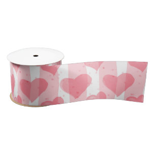 Valentine's day watercolor hearts wrapping paper satin ribbon