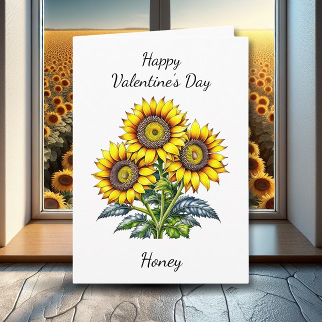 Valentine's Day | Watercolor Sunflowers Card (Creator Uploaded)