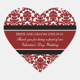 Valentine's Day Wedding Favour Tags Red Damask