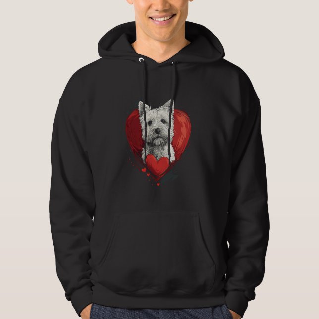 Valentine's Day West Highland White Terrier Hoodie (Front)