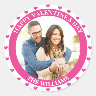  Valentines Day White and Pink One Photo Sticker