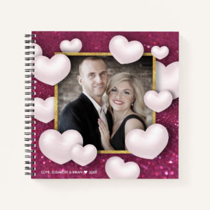 Valentine's Day White Hearts Photo Spiral Notebook