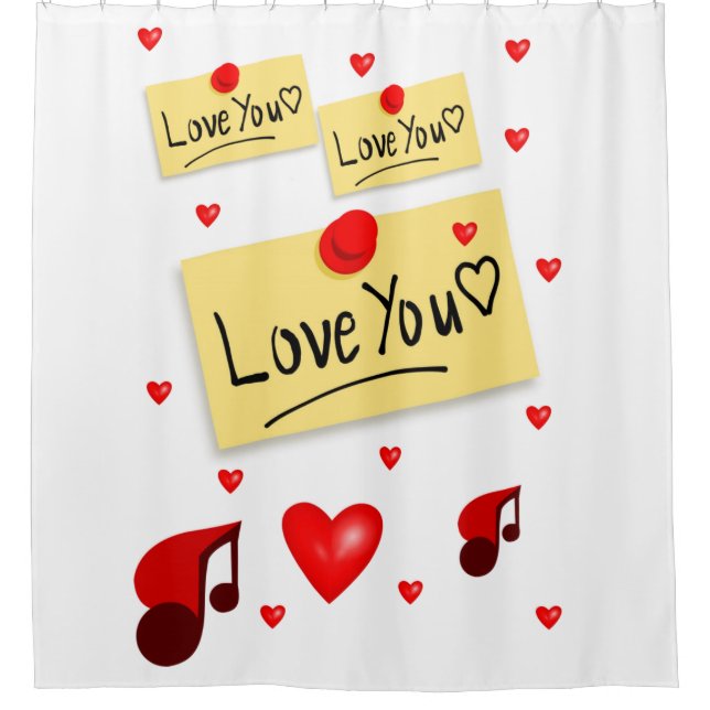 valentines day white love showercurtain shower curtain (Front)