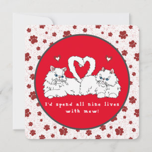 Valentine's Day White Persian Cats with Hearts