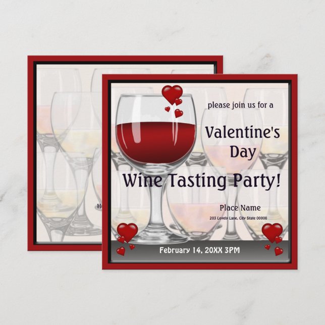 Valentine's Day Wine Tasting Party Invitation (Front/Back)