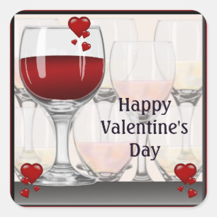 Valentine's Day Wine Tasting Party Square Sticker