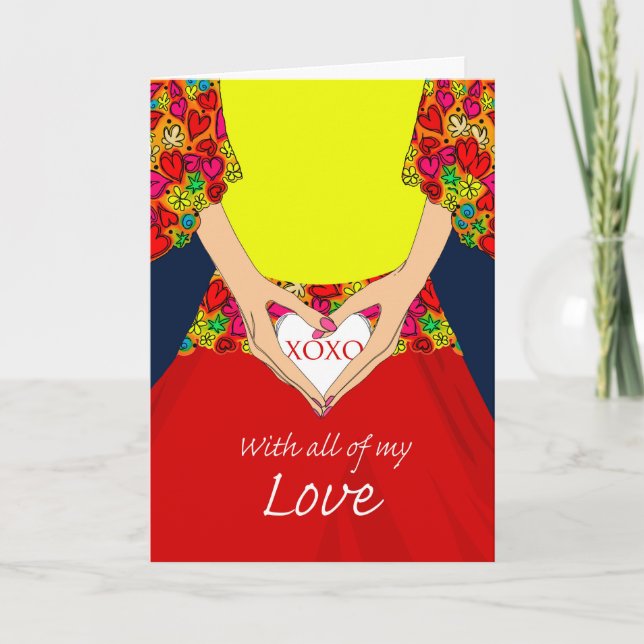 Valentine's Day, With All of My Love, XOXO Heart Holiday Card (Front)