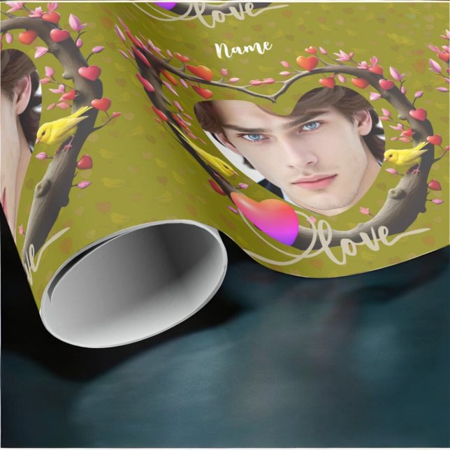 Valentine's Day with Canary bird Wrapping Paper (Creator Uploaded)