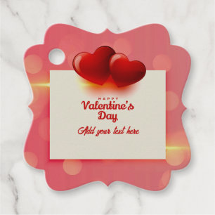 Valentine's Day With Red Hearts - Romantic Love Favour Tags