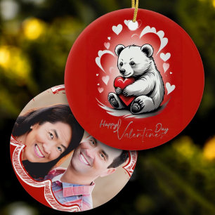 Valentine's Day with Rich Teddy Bear Ceramic Tree Decoration