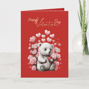 Valentine's Day with Rich Teddy Bear Holiday Card