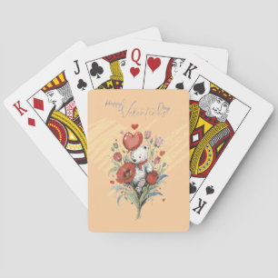 Valentine's Day with Rich Teddy Bear Playing Cards