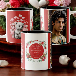 Valentine's Day with Rich Teddy Bear Two-Tone Coffee Mug
