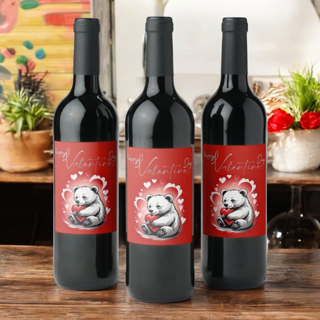 Valentine's Day with Rich Teddy Bear Wine Label (Creator Uploaded)