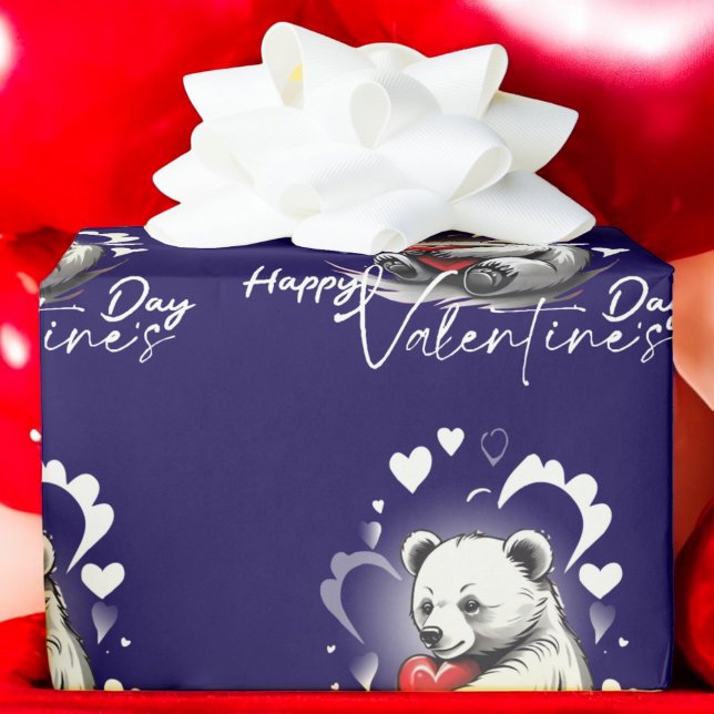 Valentine's Day with Rich Teddy Bear Wrapping Paper (Creator Uploaded)