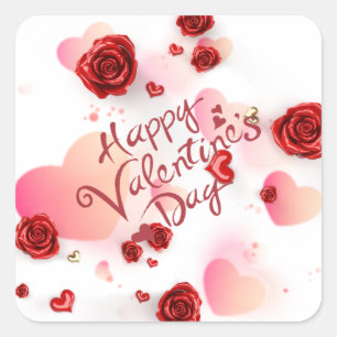 Valentine's Day with Roses Square Sticker