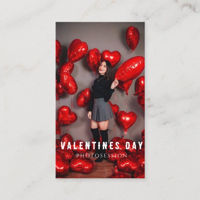 Valentine's Day Woman Girl Photosession Business Card (Front)