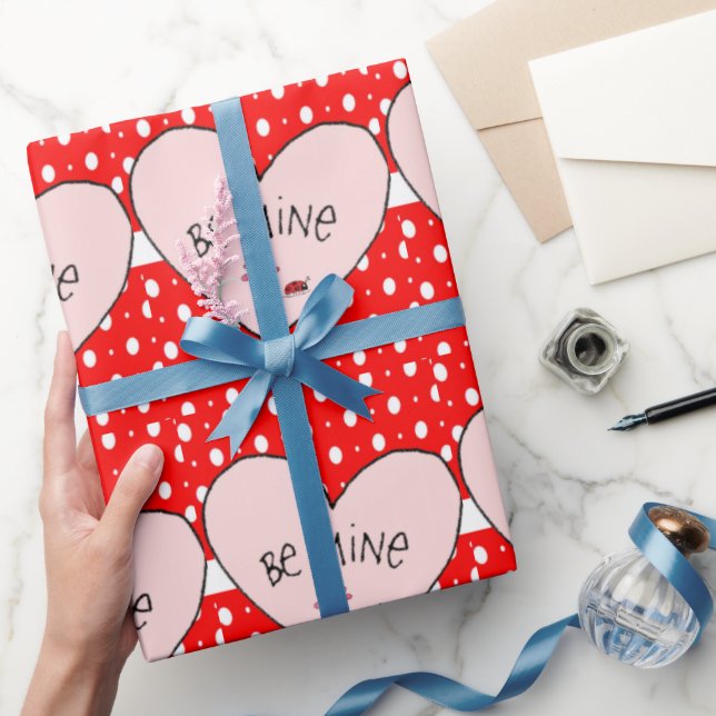 Valentine's Day Wrapping Paper Be Mine Red Hearts (Gifting)