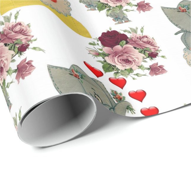 Valentine's Day Wrapping Paper Elephant (Roll Corner)