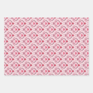 Valentines Day Wrapping Paper Flat Sheet Set of 3 