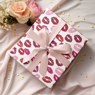 Valentine's Day Wrapping Paper Kisses Pattern
