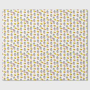 Valentine's Day Wrapping Paper Penguin Hearts