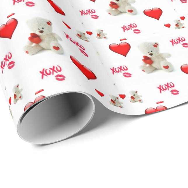 Valentine's Day Wrapping Paper Teddy Bear (Roll Corner)