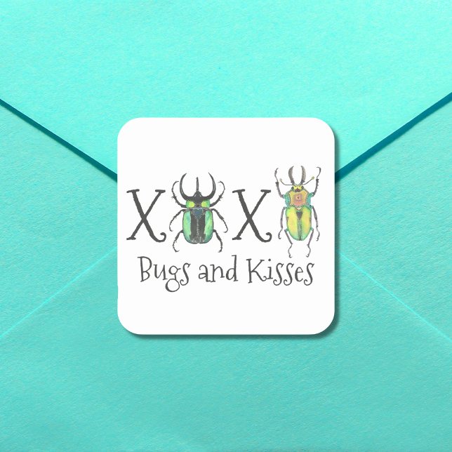 Valentine's Day XOXO Beetles Square Sticker (Creator Uploaded)