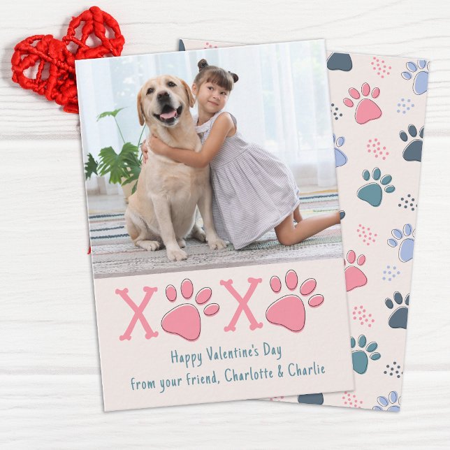 Valentines Day XOXO Pet Dog Photo Classroom Kids  Card (Creator Uploaded)