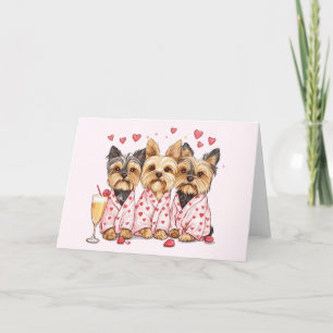 Valentines Day Yorkie Dogs Holiday Card